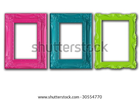 Pretty picture frames isolated on white.