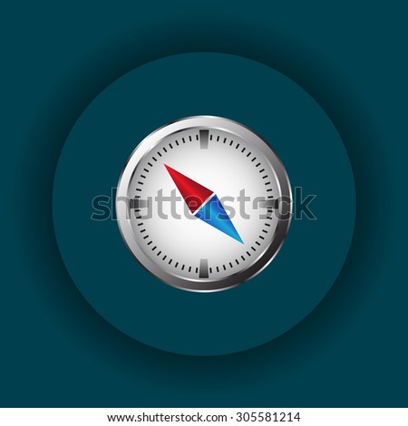 compass icon with red and blue arrow. icon. vector design