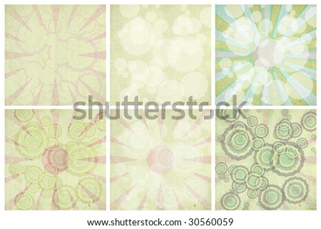 Lightbursts on handmade paper set isolated with clipping