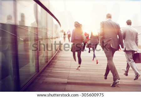 People Commuter Walking Rush Hour Cityscape Concept Royalty-Free Stock Photo #305600975