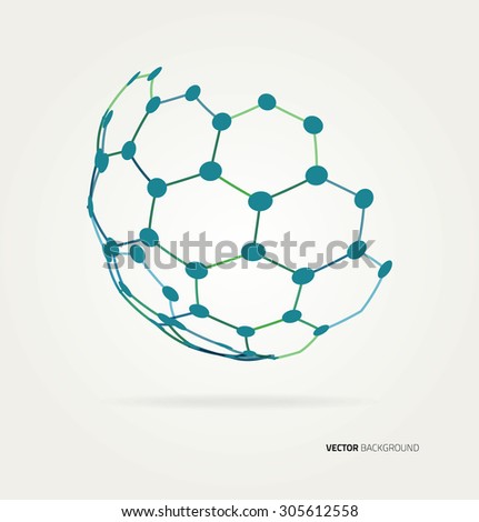 Abstract sphere Vector hexagons template. 