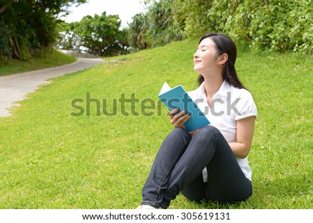 Relaxed woman at the park