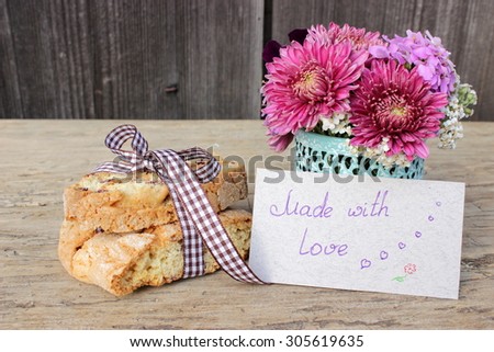 Lovely composition with cookies and flowers