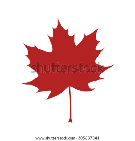 Red organic and natural maple leaf flat vector icon for apps and websites
