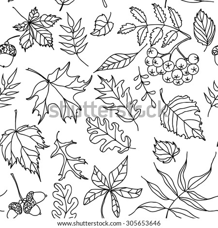This seamless pattern of black and white autumn leaves will make a great endless background, textile, wrapping paper etc.