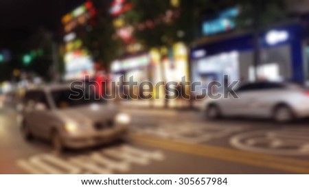 blurred background - Street at night in Seoul City, South Korea