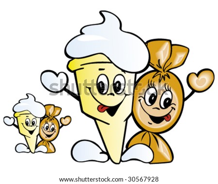 cartoon ice cream and candy vector illustration