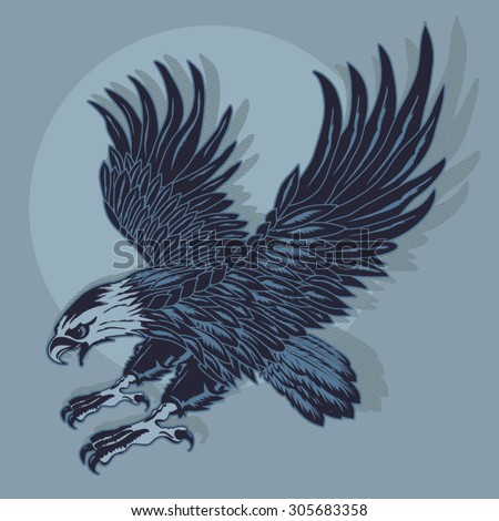 Eagle illustration, t-shirt graphics, vectors, typography
