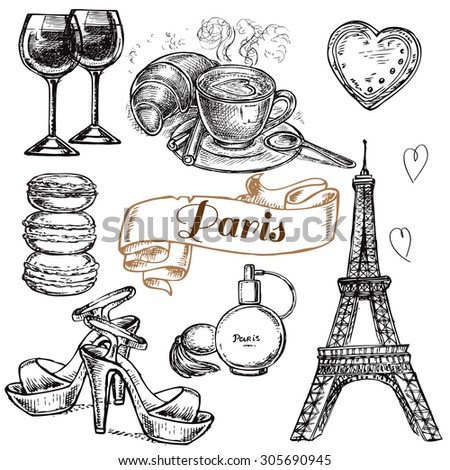 The vector illustration "hand drawing Paris" for design