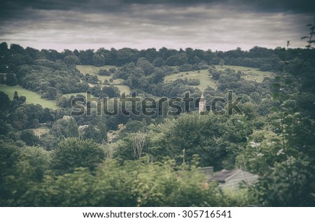 view at English typical town ( Bath region) , image toned and retrod 