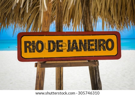 Rio de Janeiro sign with beach background