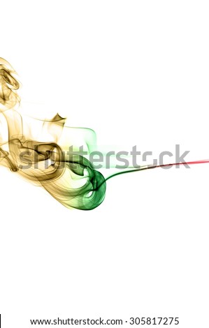 Abstract color smoke on white background, smoke background,red and green and brown ink background, red ,green, brown