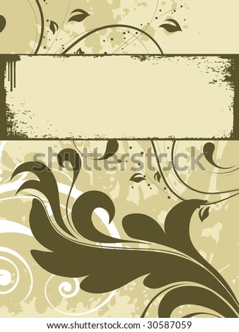 abstract olivegreen background with floral design