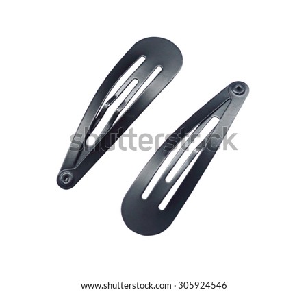Black hair clips on isolated white background