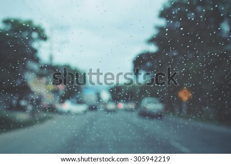 Blurred of water drop with road