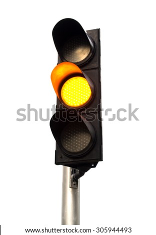 Yellow color on the traffic light. Royalty-Free Stock Photo #305944493