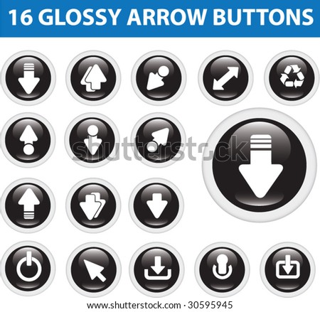 16 glossy arrow buttons.vector