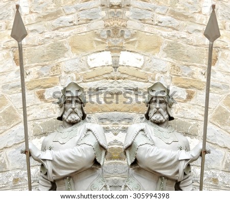 Medieval background with knight in armour