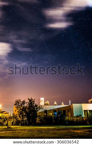 Perseid meteor streak, with grain