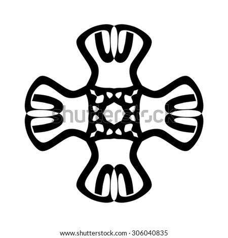 Tribal tattoo vector design sketch. Art cross decorative black ornament. Simple logo. Designer isolated abstract element for arm, leg, shoulder men and women on white background.