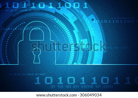 Safety concept: Closed Padlock on digital background Royalty-Free Stock Photo #306049034