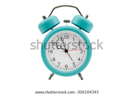 Alarm clock isolated on white background Royalty-Free Stock Photo #306104345