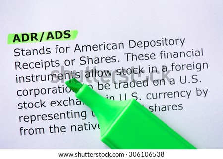 ADR,ADS words highlighted on the white background Royalty-Free Stock Photo #306106538