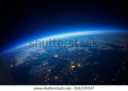 Near Space photography - 20km above ground / real photo (Elements of this image furnished by NASA) Royalty-Free Stock Photo #306159347