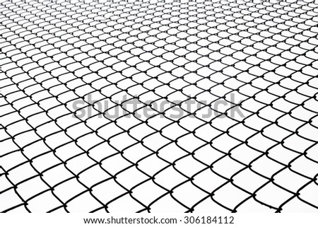 Metal wire fence protection on white for background.