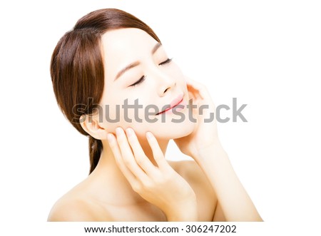 Portrait of beautiful young  woman with clean face
