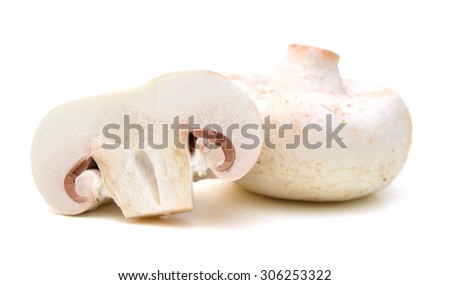 Champignon mushrooms on white backround