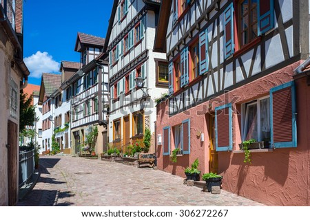 Half-timbered houses in the historical Spitalstrasse in Schiltach. Black Forest, Baden-Wurttemberg, Germany, Europe Royalty-Free Stock Photo #306272267