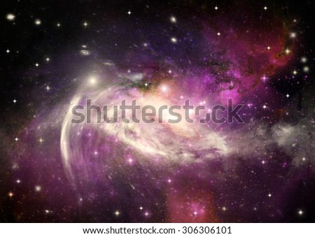 Stars of a planet and galaxy in a free space "Elements of this image furnished by NASA"