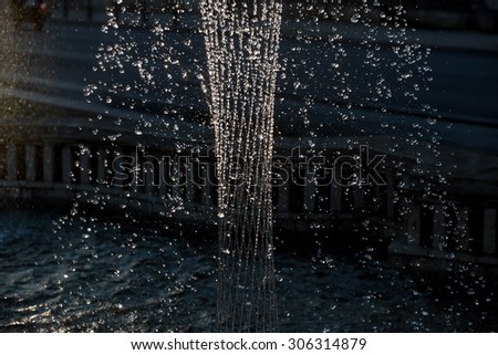 Color picture of water jets from a fountain