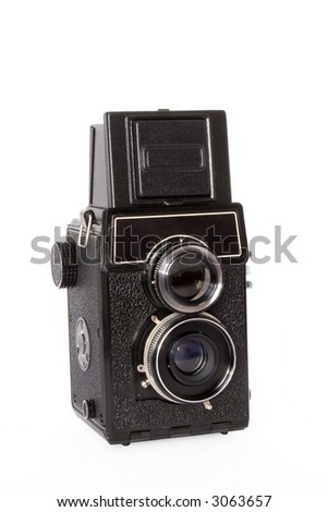Old twin lens reflex film camera
