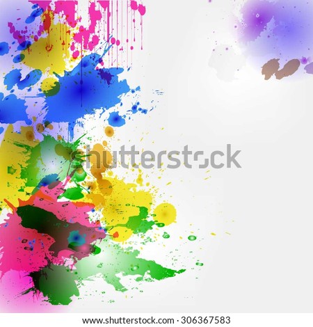 Colorful watercolor style blots and drops vector illustration