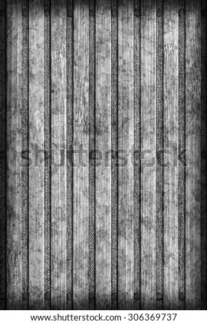 Photograph of Bamboo Place Mat, Gray Stained, Bleached and Mottled, Vignette Grunge Texture Detail.