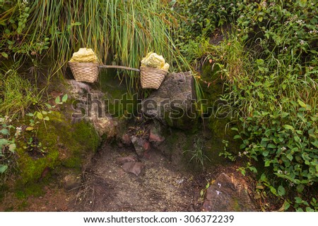 sulfur basket collected from Kawah Ijen volcano