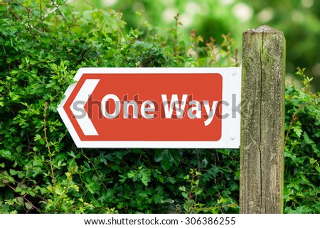 Direction Arrow, Sign To One Way in Red Color.