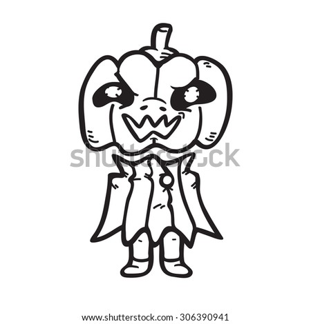 Cartoon pumpkin for halloween line art