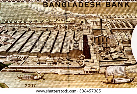 5 taka bank note. Taka is the national currency of Bangladesh