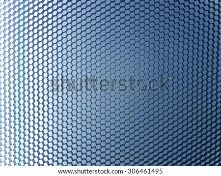 A close up shot of a metal hexagon background