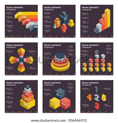 Infographic isometric design template can be used for workflow layout, diagram, number options, web design. Business concept options, parts, steps or processes.