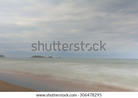 Storm within the beach in Pals, Girona, Spain