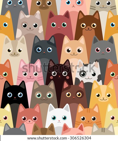 Cats. Cartoon vector seamless wallpaper.