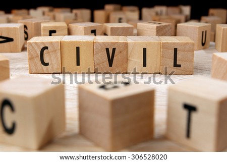 CIVIL word written on wood block