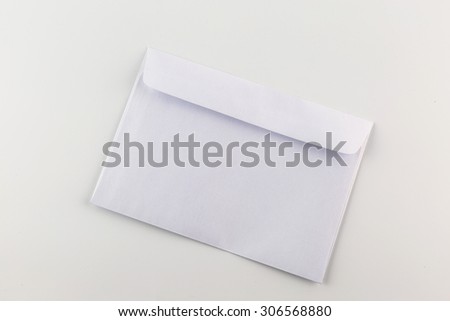 Blank envelope on white background