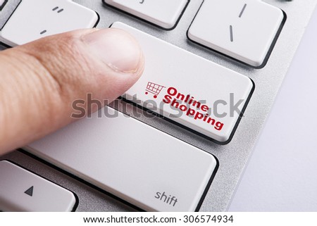Close up Finger on keyboard-Online Conceptual Shopping