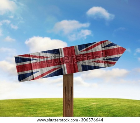 UK wooden direction sign on nature background