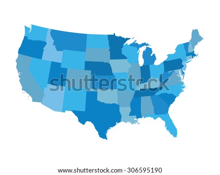 blue vector map of United States Royalty-Free Stock Photo #306595190